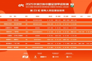 中甲23輪裁判安排：唐順齊擔任焦點戰重慶銅梁龍VS廣州豹VAR裁判