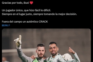 德赫亞社媒致敬布斯克茨：獨一無二的球員，在球場外也是個傳奇