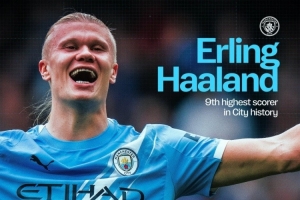 進(jìn)入前十！曼城曬隊史射手榜稱贊哈蘭德：勢不可擋