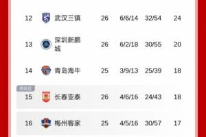 地獄難度！積分榜：新鵬城僅領先降級區2分，將戰國安+申花+蓉城