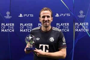 梅開二度！官方：凱恩當選拜仁5-1帕福斯的全場最佳球員