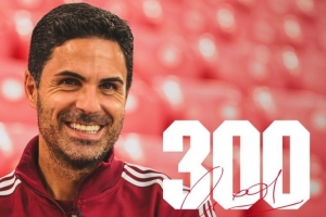 阿爾特塔迎來執教槍手300場里程碑，阿森納曬海報：非凡的成就