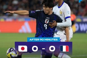 進加時！日本U20常規時間0-0法國U20，日本狂轟19腳，法國0射正