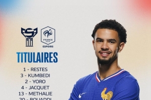 法國U21vs法羅群島U21首發：扎伊爾-埃梅里、特爾、約羅出戰