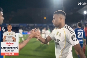 打進制勝球！姆巴佩當選皇馬1-0赫塔費全場最佳球員