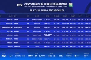 中超第28輪裁判：坦格舍夫執(zhí)法泰山vs海港，馬寧執(zhí)法國安vs海牛