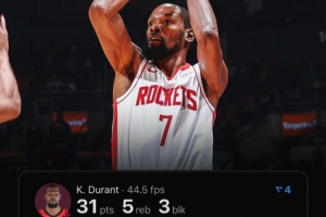 杜蘭特生涯158次出手少于20得分30+ NBA歷史第二&詹姆斯152次第4