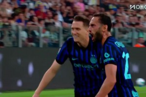 神了！恰爾汗奧盧胸部停球凌空抽射世界波 ，國米2-2扳平尤文