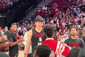 楊瀚森自發訓練賽花絮片段配文：Nice!