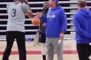 笑死！還在恢復中的歐文想要和濃眉打1v1，被基德及時制止