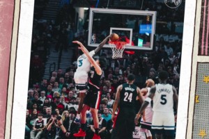 新“世界名畫”！森林狼官方曬麥丹隔扣楊瀚森照片，小楊今天算交學費了